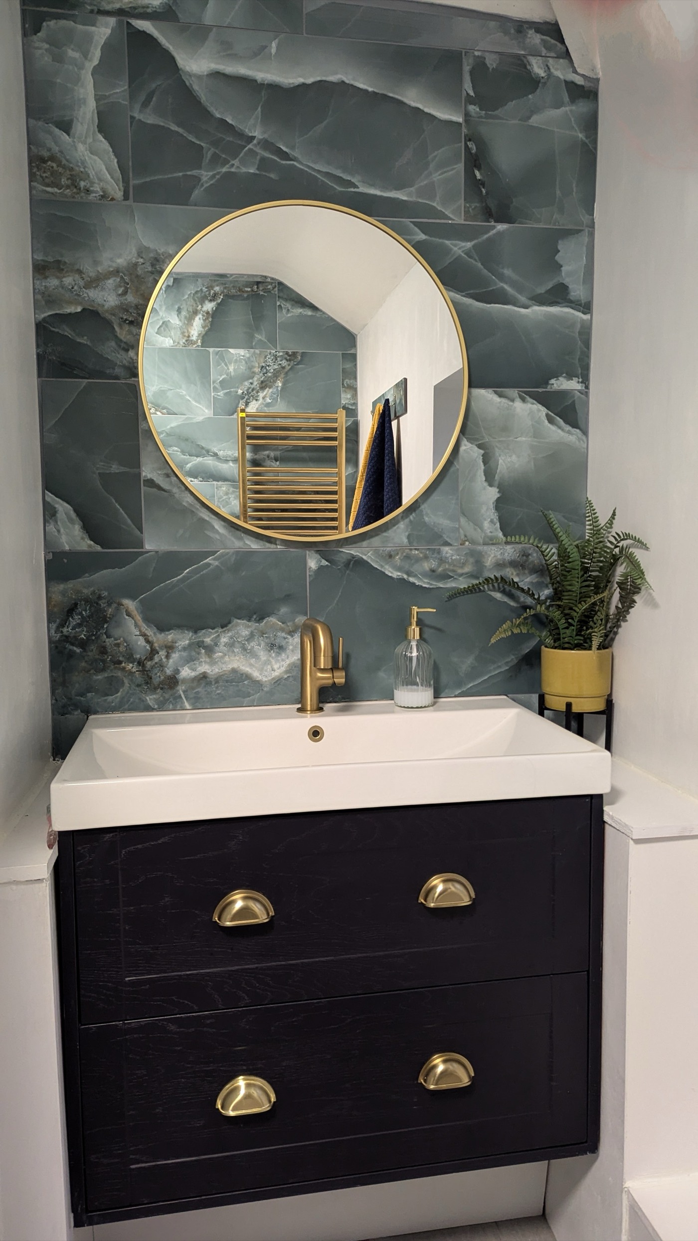 Navy, brass and blue marble